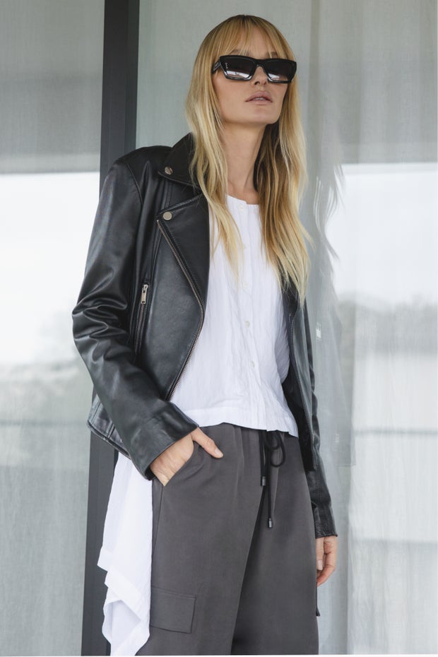 Harley Leather Biker Jacket in Black