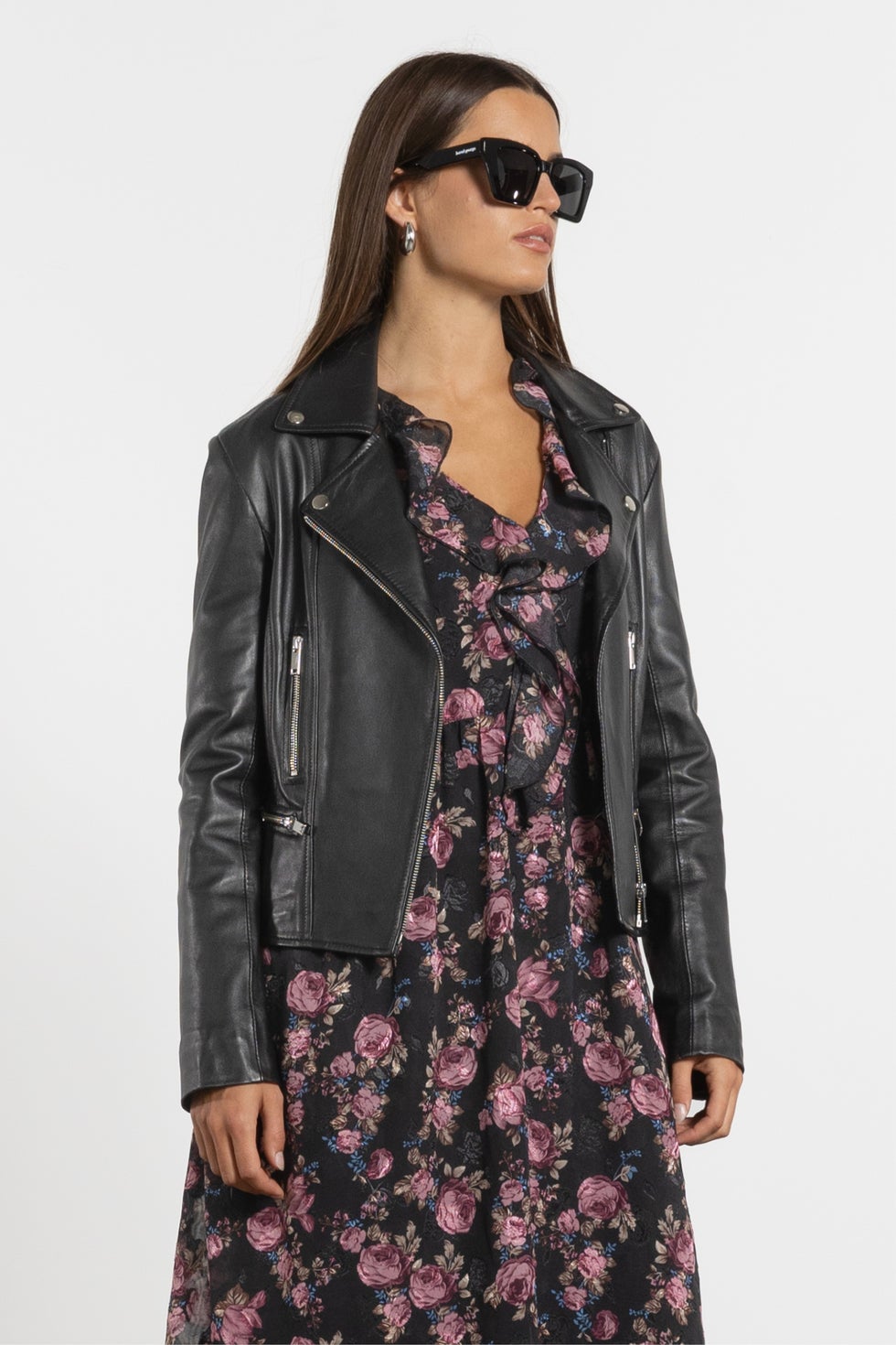 Harley Leather Biker Jacket in Black