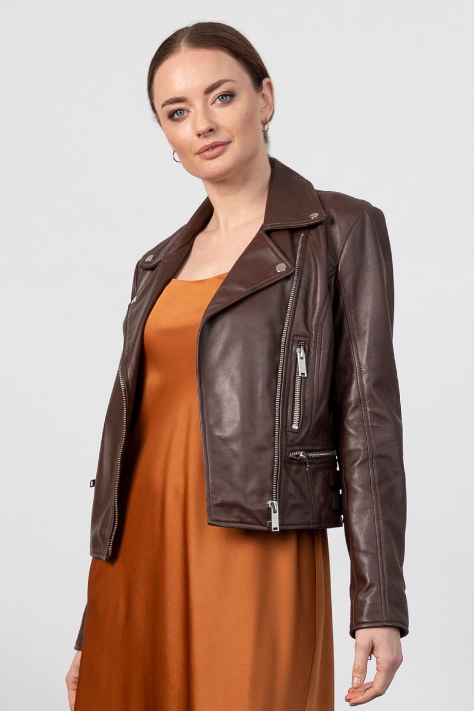 Harley Leather Biker Jacket in Brown STORY BY REPERTOIRE
