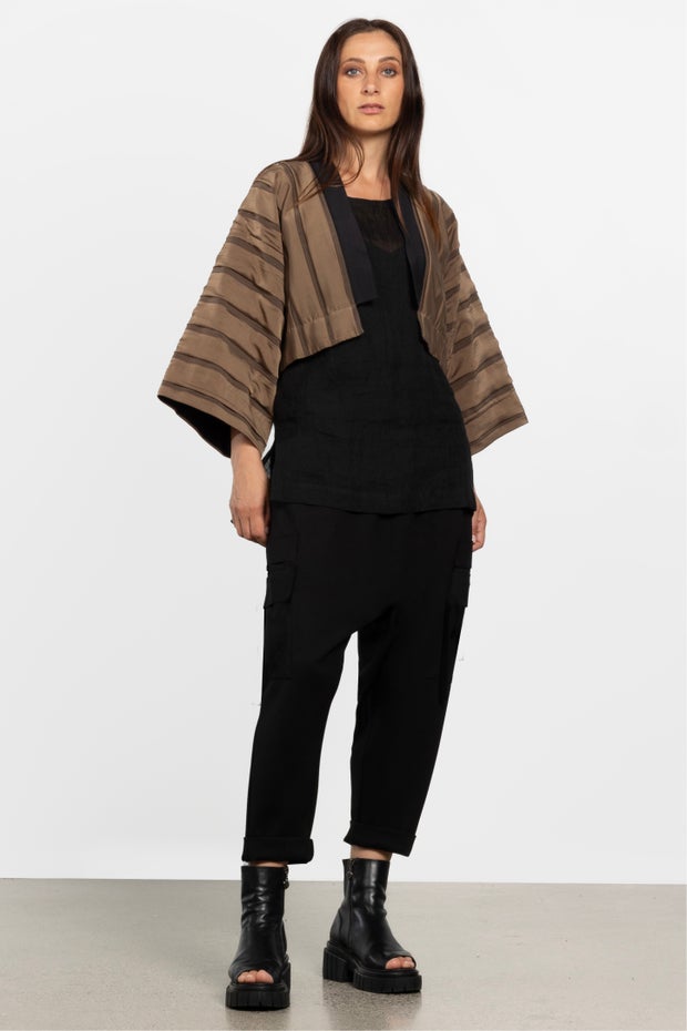 Haven Drop Crotch Cropped Pant in Black
