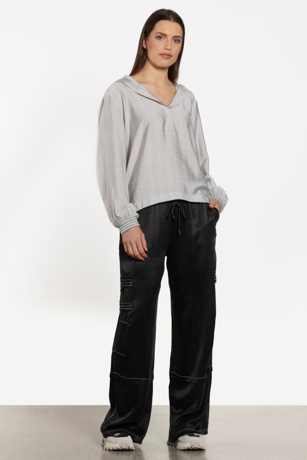 Hayden Wide Leg Jogger Pant in Black