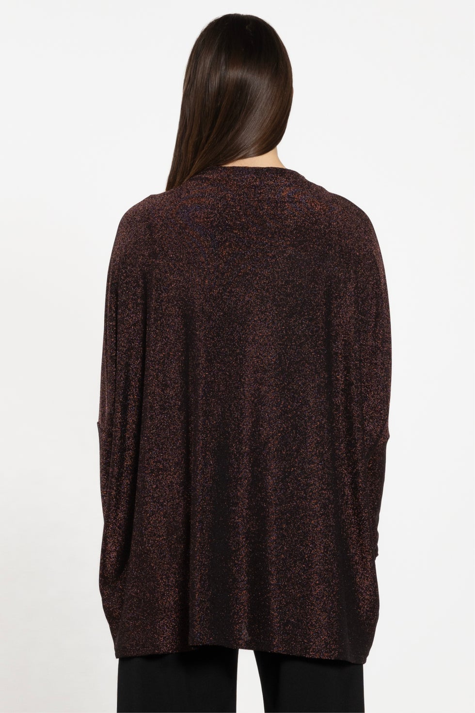 Heidi Glitter Knit Long Sleeve Top in Brown