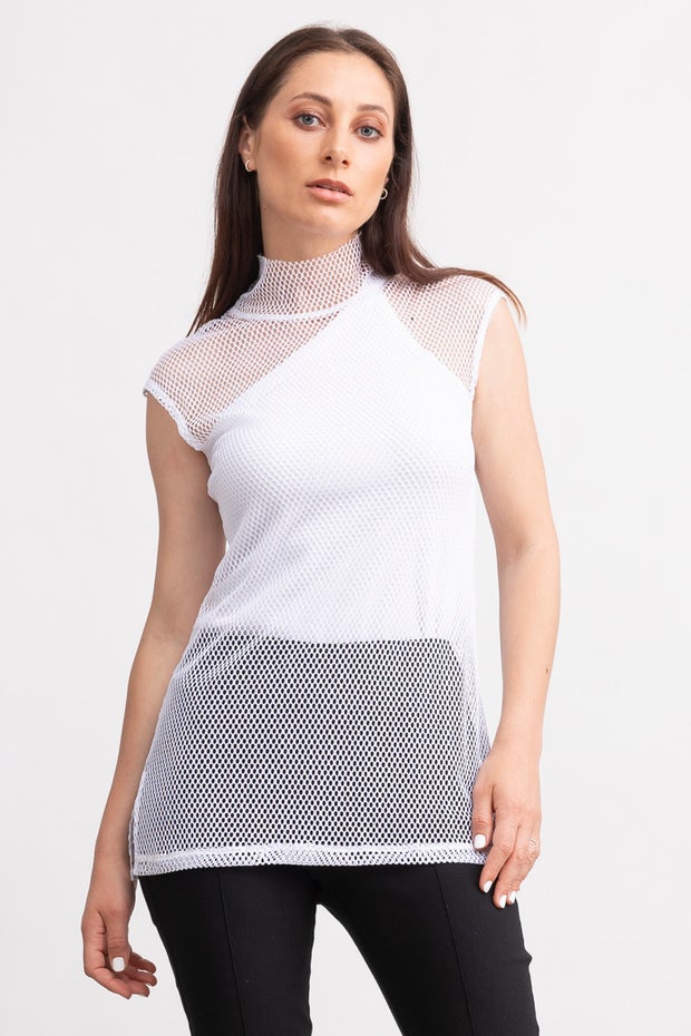 Honey Mesh Top in White
