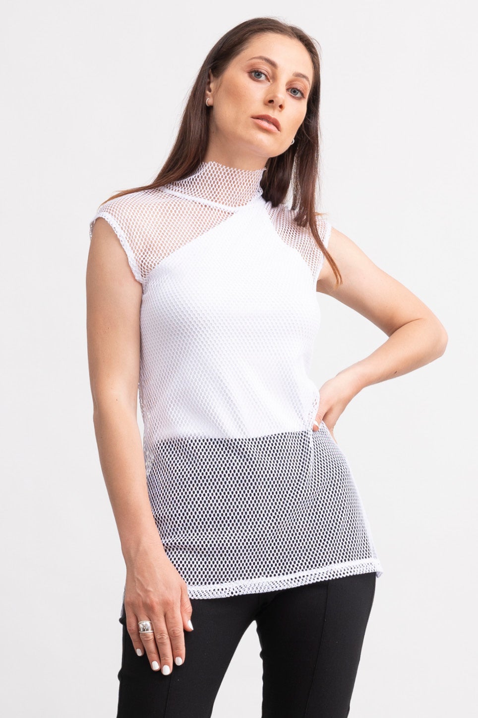 Honey Mesh Top in White