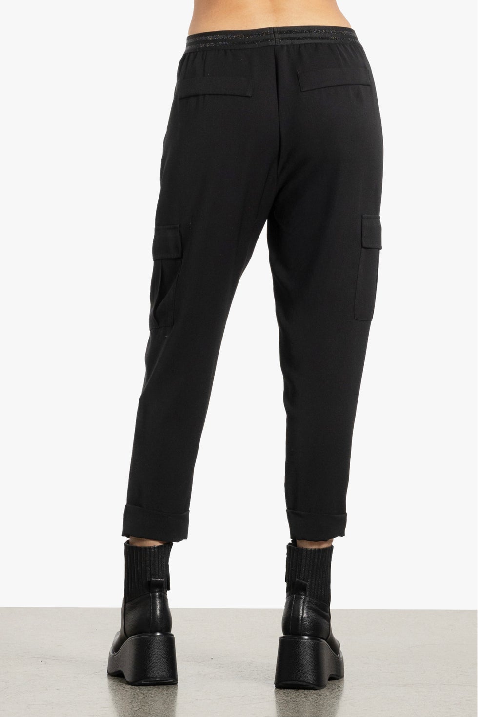Hugo Cropped Cargo Pant in Black