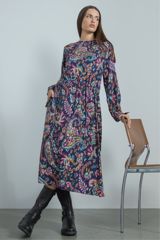 Iris Paisley Midi Dress in Print
