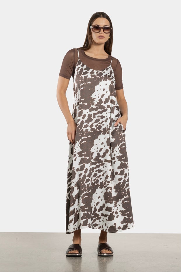 Jen Mesh Layer Tee in Brown