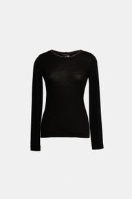 Jewel Long Sleeve Mesh Top in Black