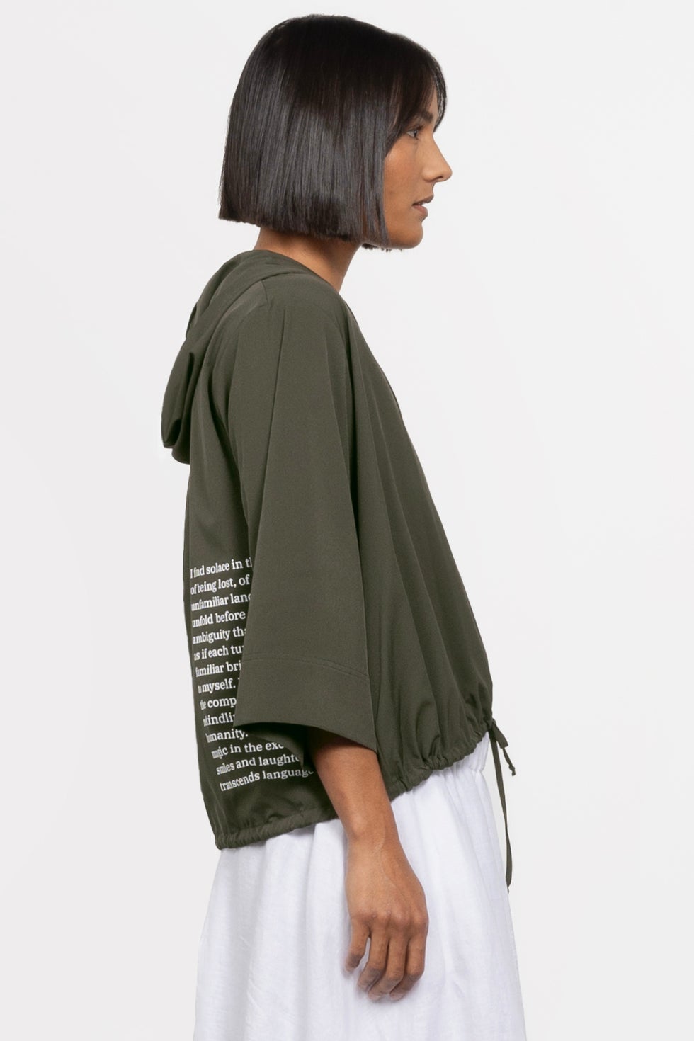 Journey Hooded V-neck Top in Green