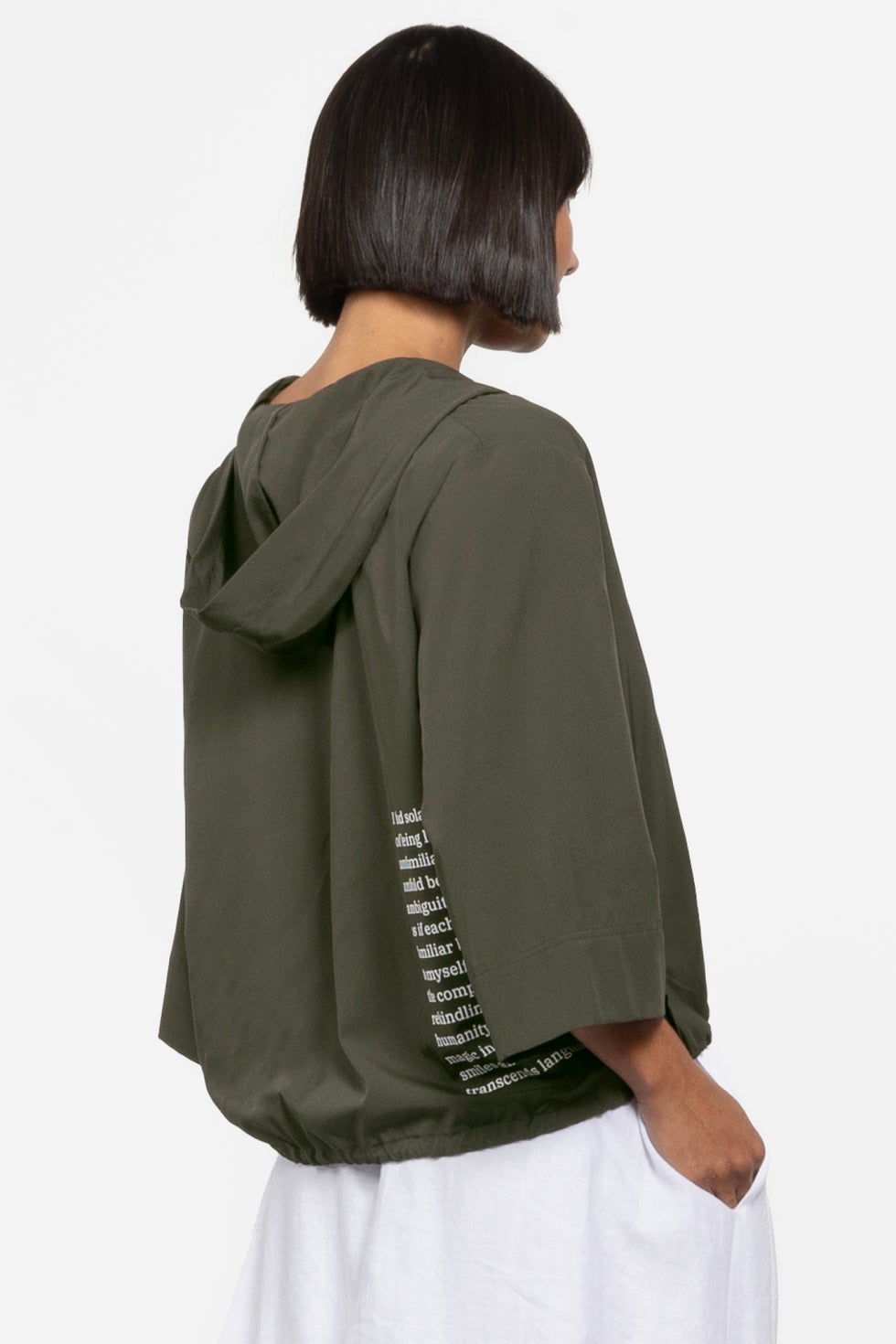 Journey Hooded V-neck Top in Green