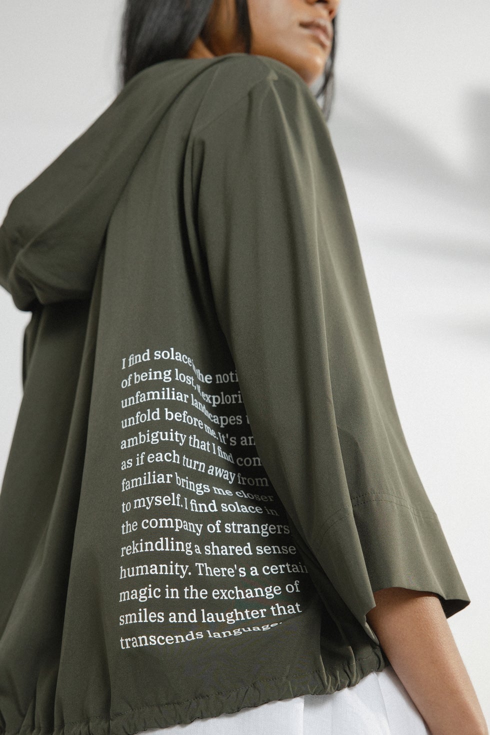 Journey Hooded V-neck Top in Green