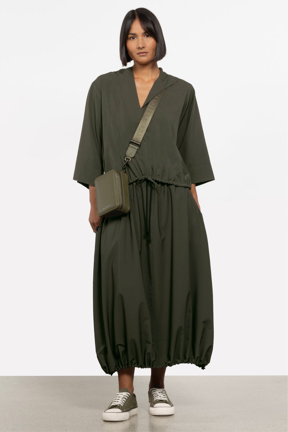 Journey Hooded V-neck Top in Green
