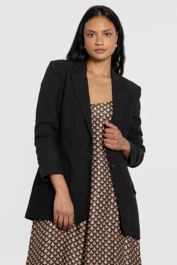 Joy Linen Jacket in Black