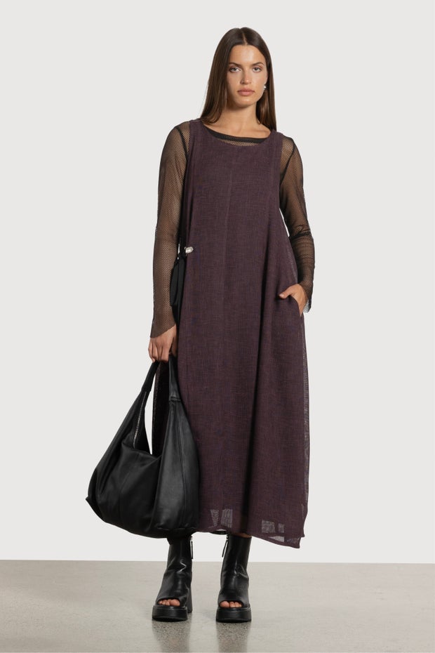 Juliana Bubble Hem Sleeveless Dress in Purple