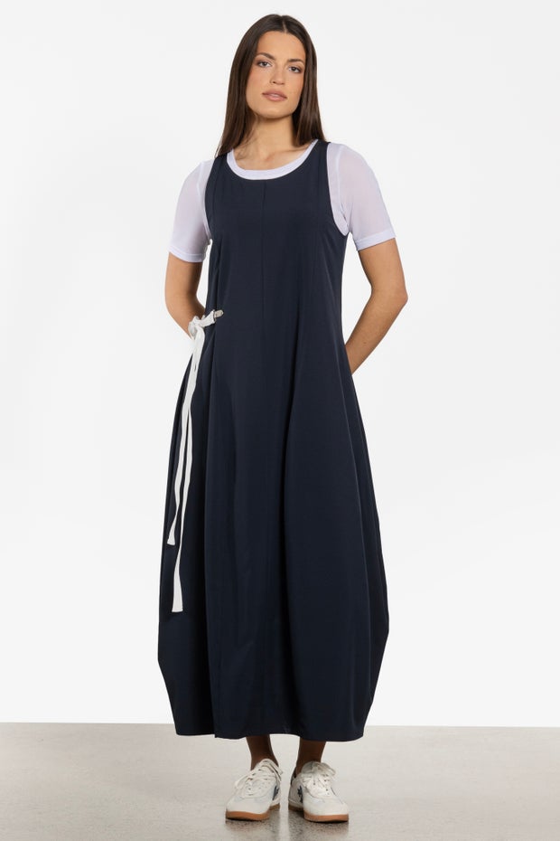 Juliana Bubble Hem Sleeveless Dress in Blue