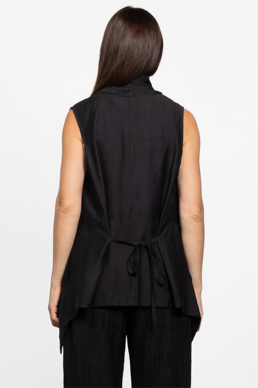 Junko Waterfall Hem Waistcoat in Black