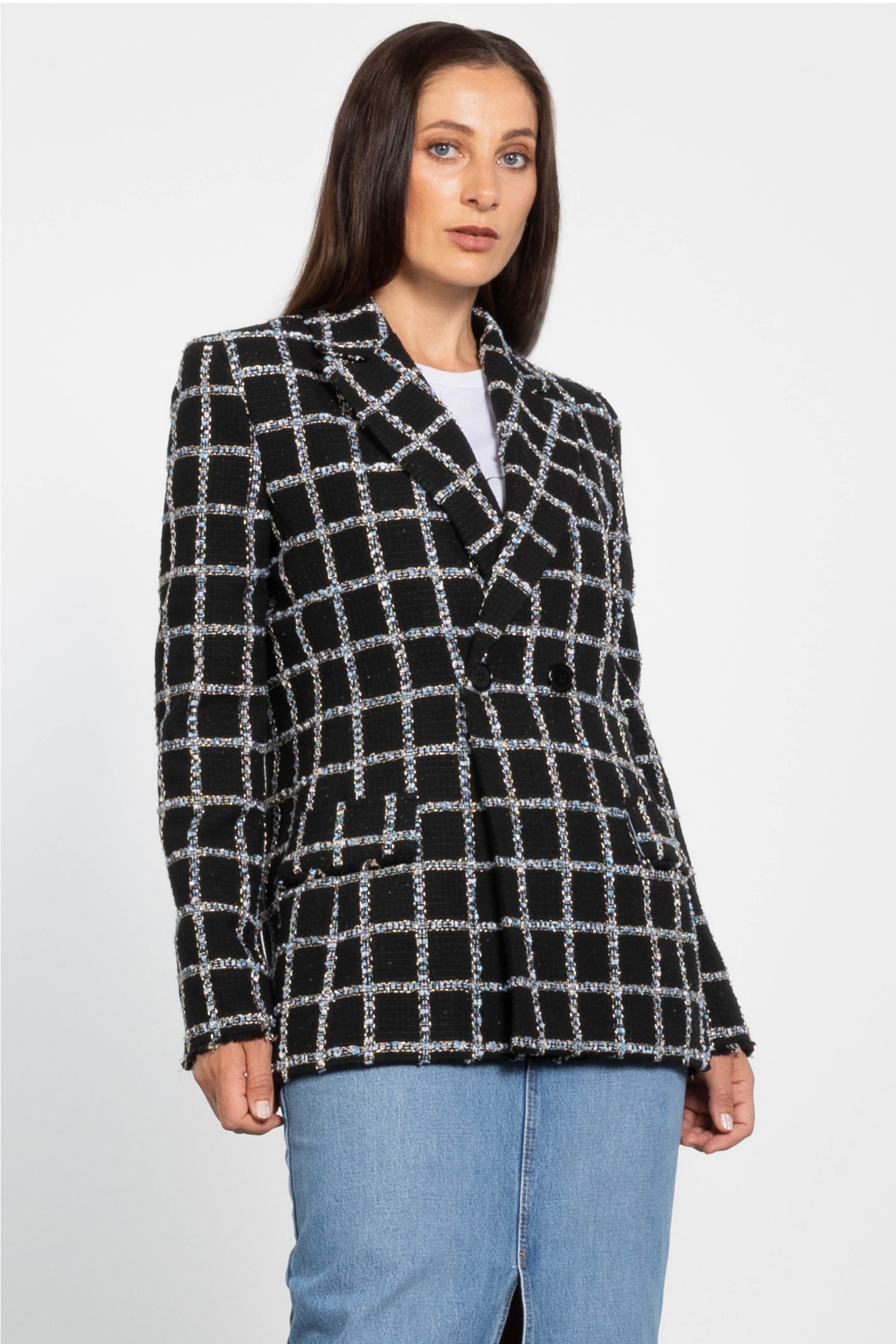 Blue check blazer with jeans deals