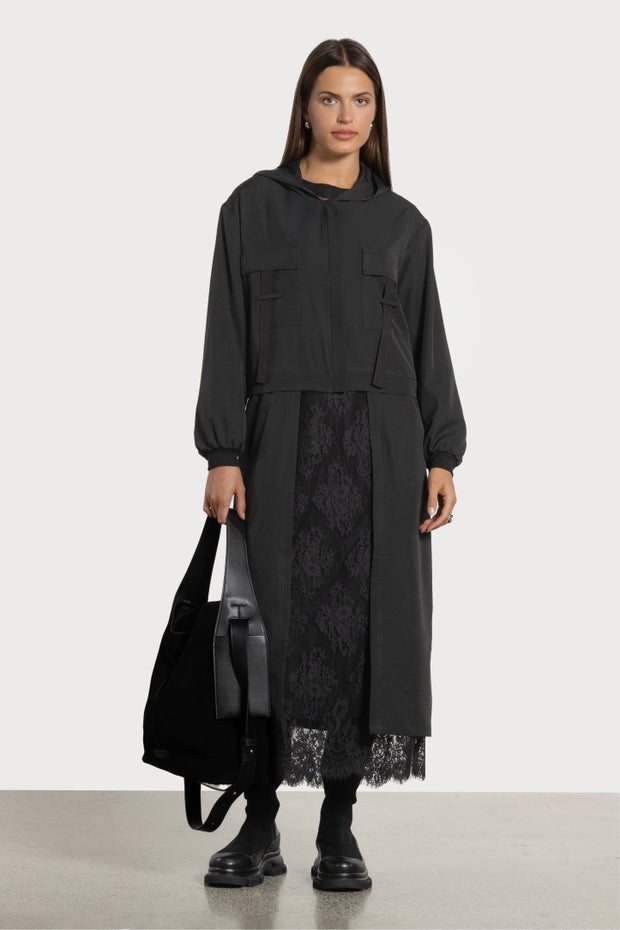 Kendra Hooded  Parka in Black