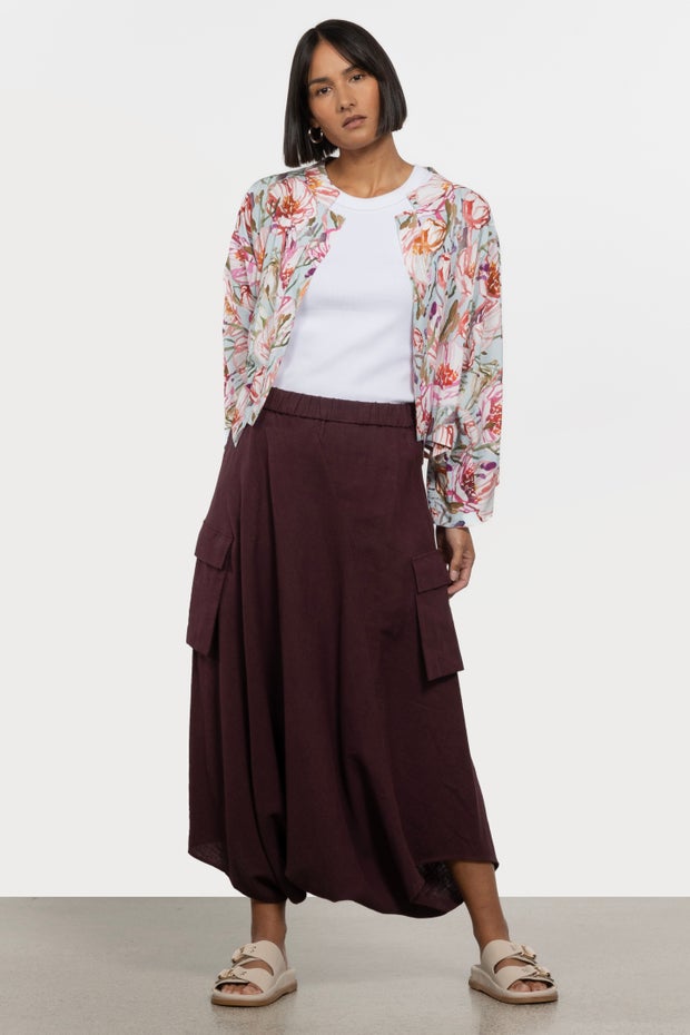 Kira Linen Skirt Pant in Red