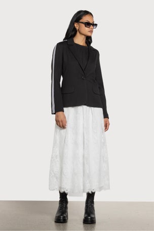 Lance Long Lace Skirt in White