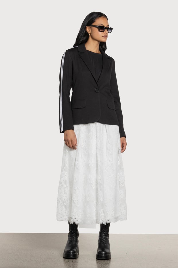 Lance Long Lace Skirt in White