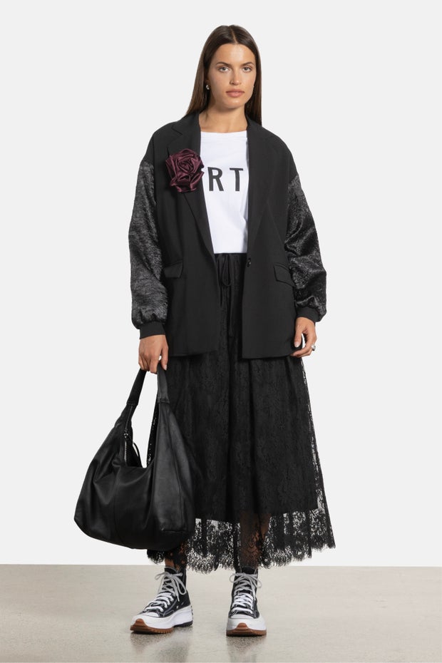 Lance Long Lace Skirt in Black