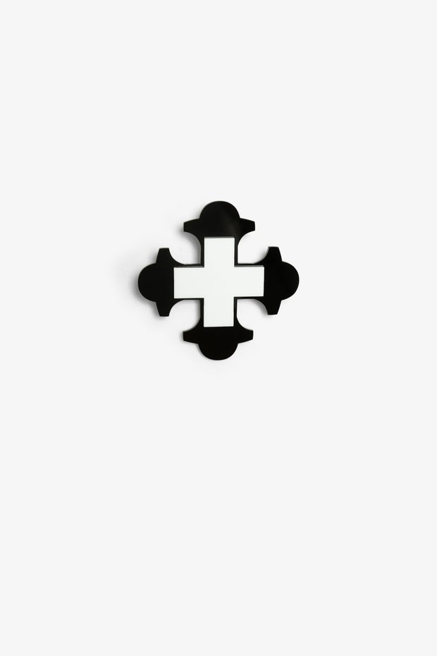 Large Botonee Cross Brooch in Black