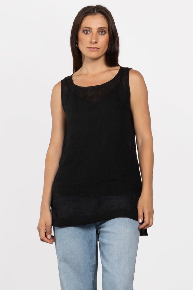 Larry Linen Top in Black
