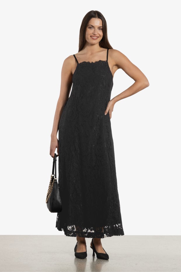 Layla Sleeveless Lace Lined Dress in Black