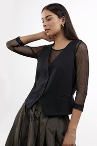 Lea Lined Adjustable Waistcoat in Black