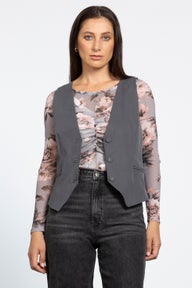 Lea Lined Adjustable Waistcoat in Grey
