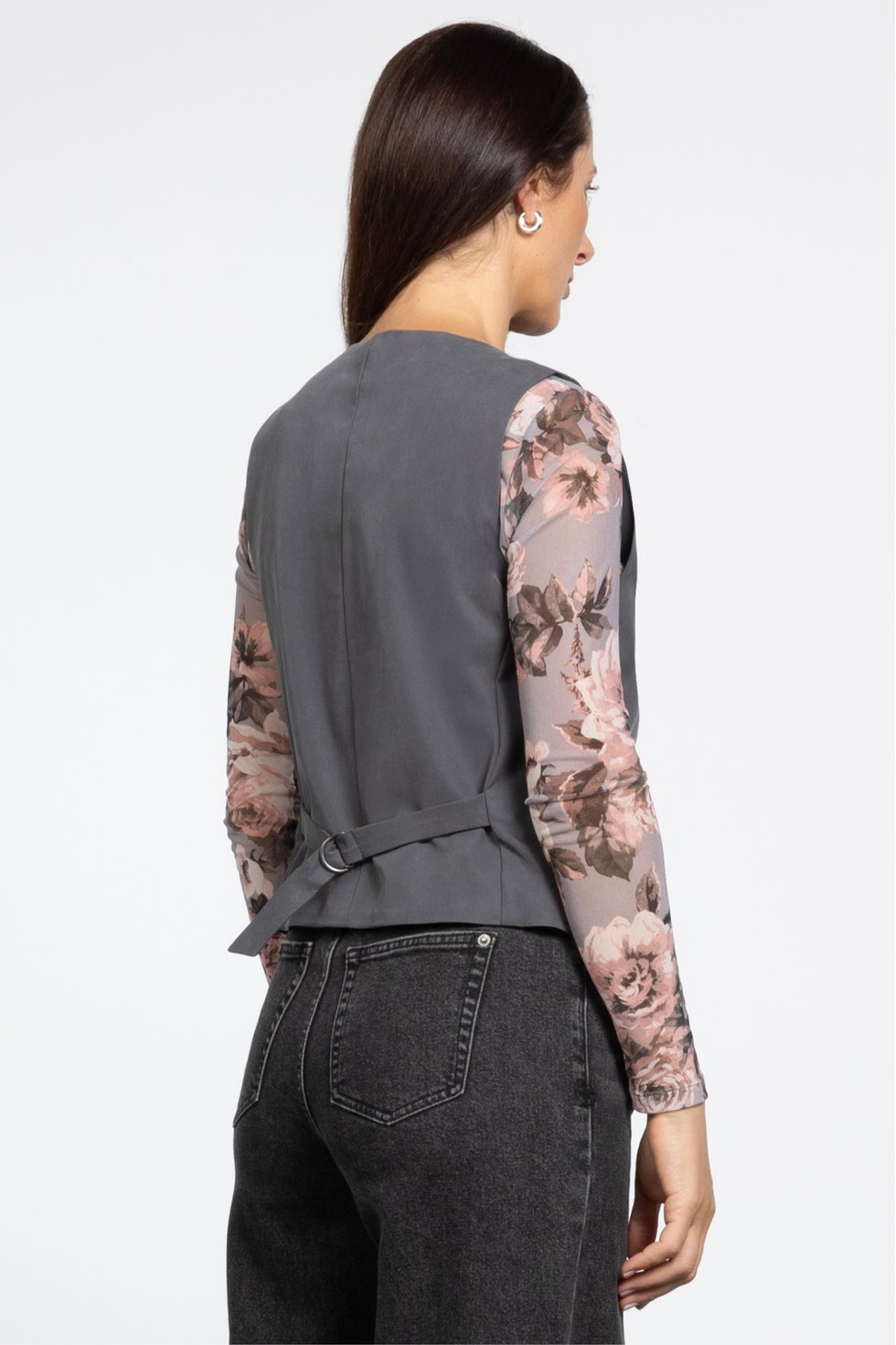 Lea Lined Adjustable Waistcoat in Grey