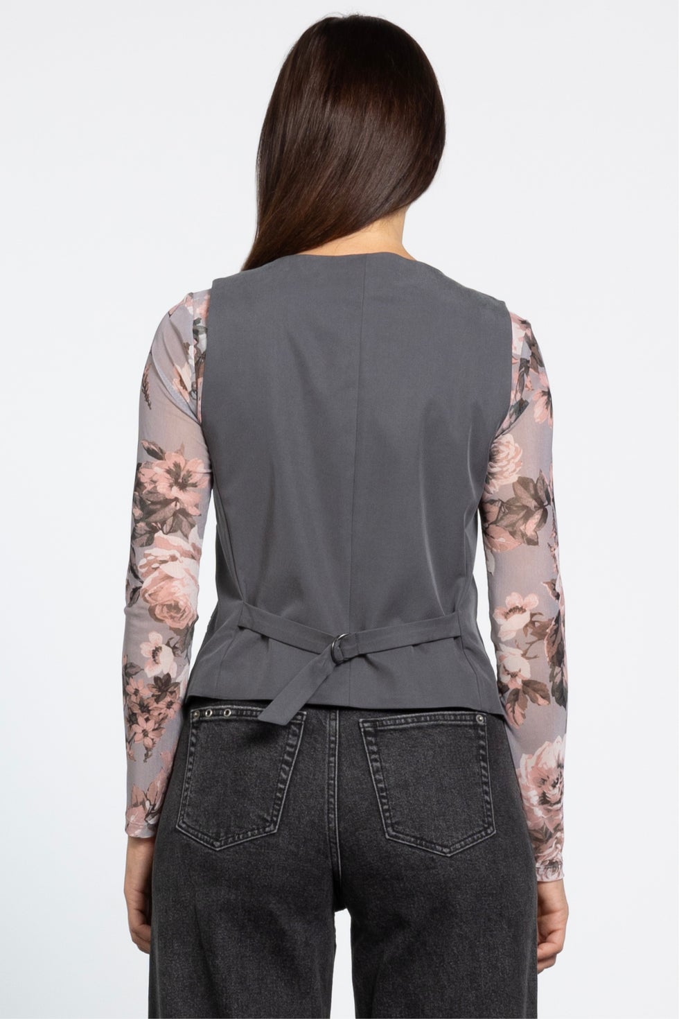 Lea Lined Adjustable Waistcoat in Grey