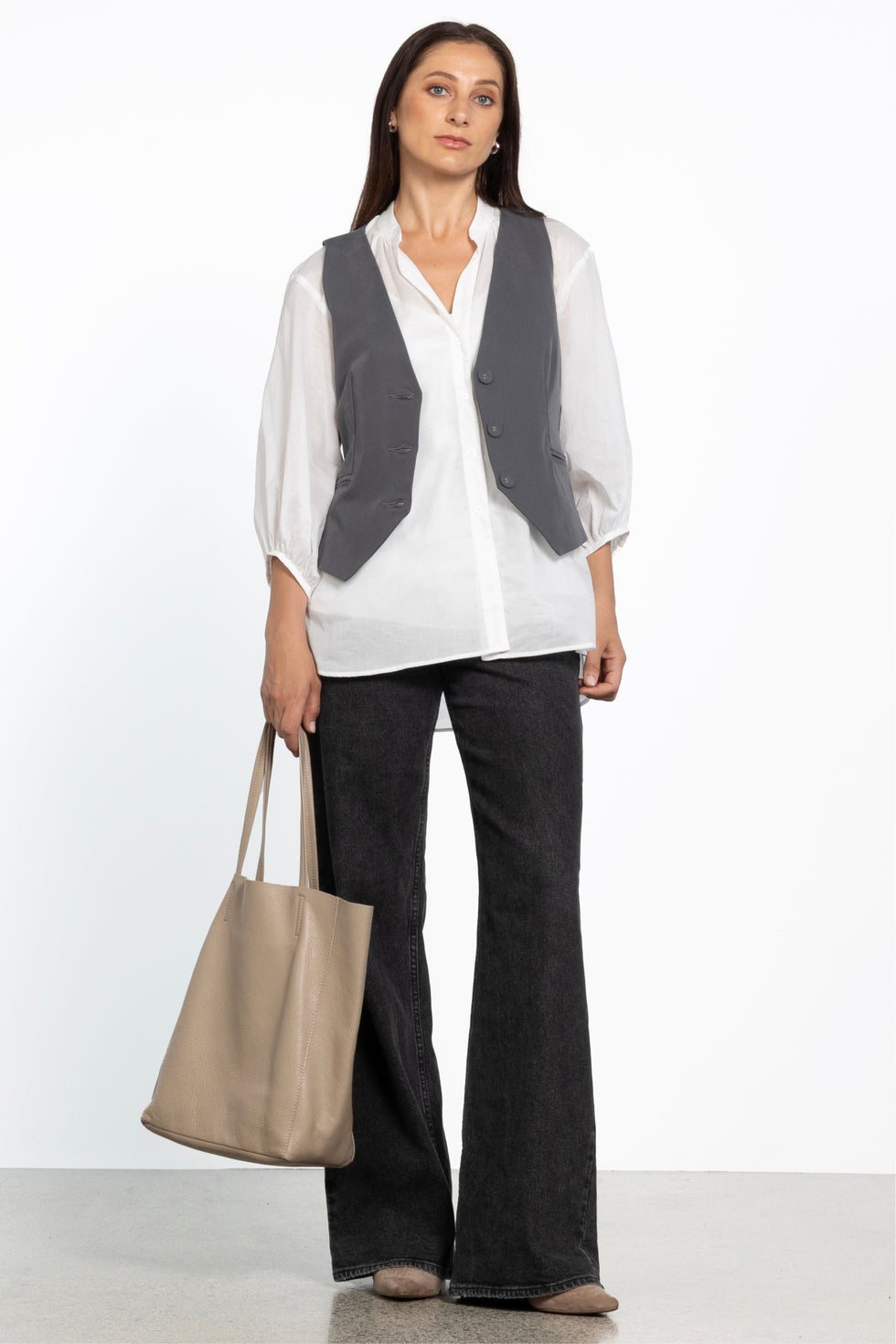 Lea Lined Adjustable Waistcoat in Grey