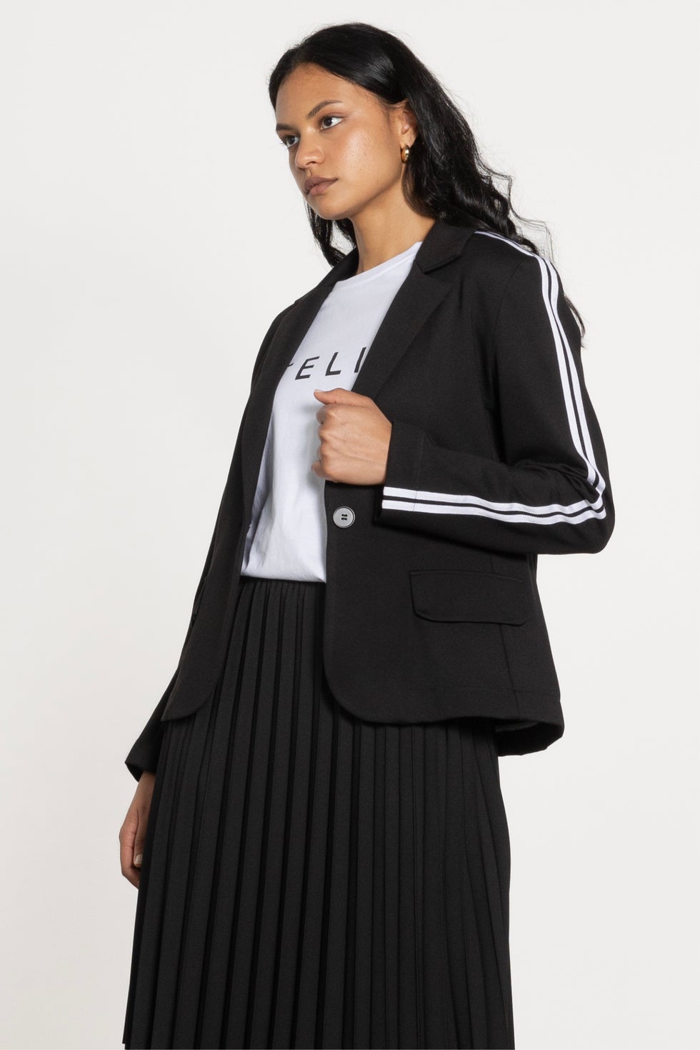 Leanna Side Stripe Jacket in Black
