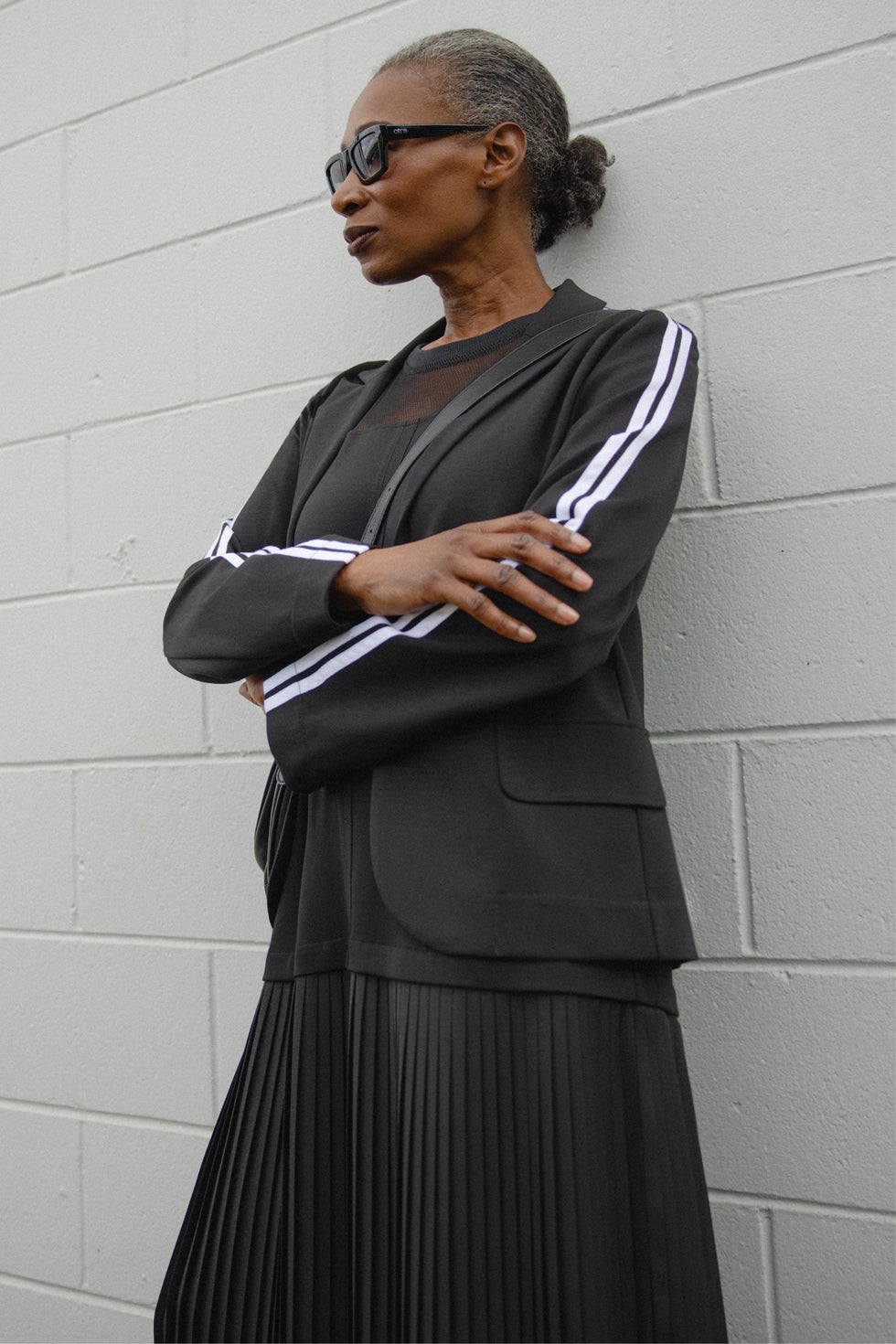 Leanna Side Stripe Jacket in Black