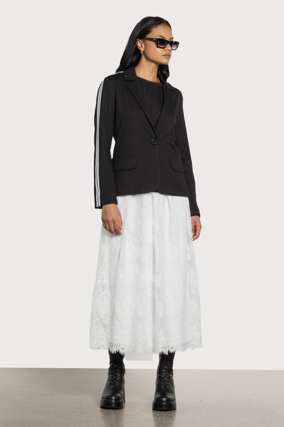 Leanna Side Stripe Jacket in Black