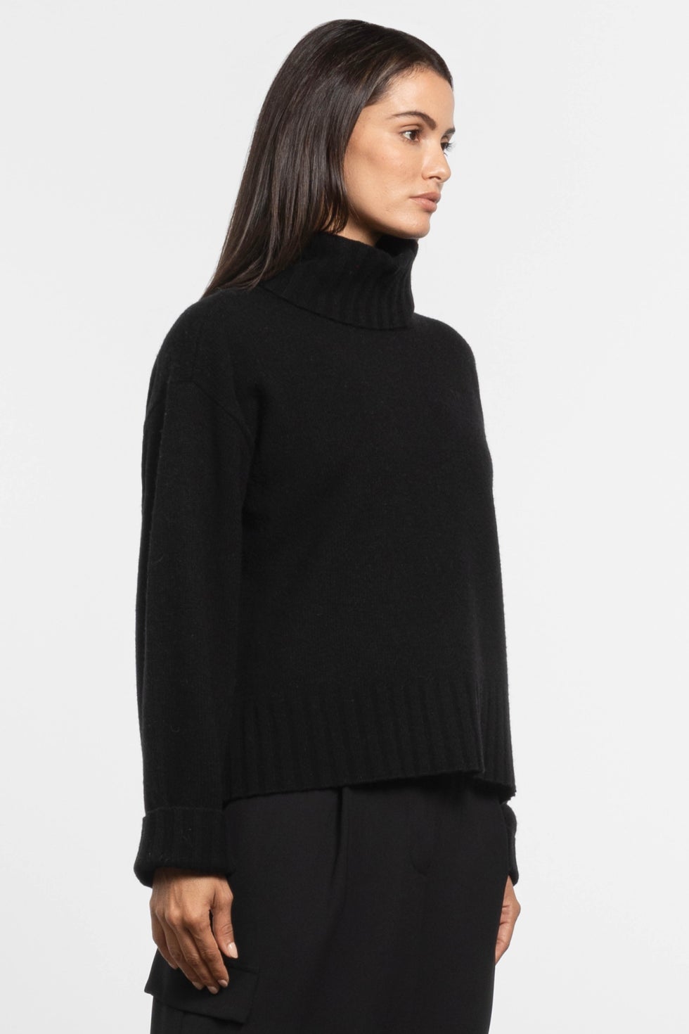 Leanne Knit Turtle-neck Jumper in Black