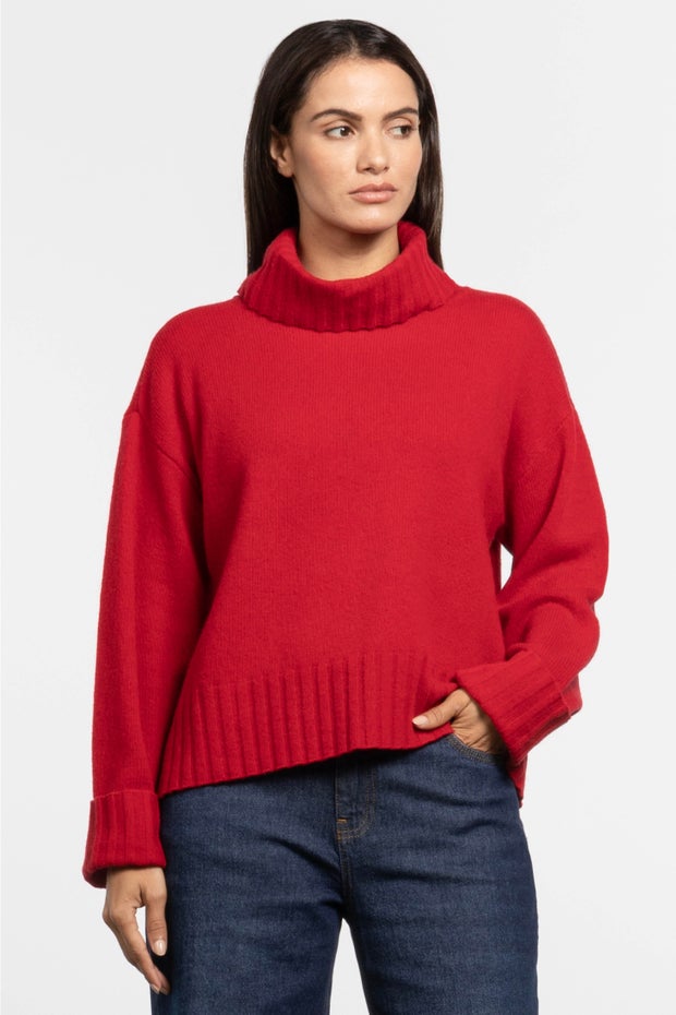 Leanne Knit Turtle-neck Jumper in Pink