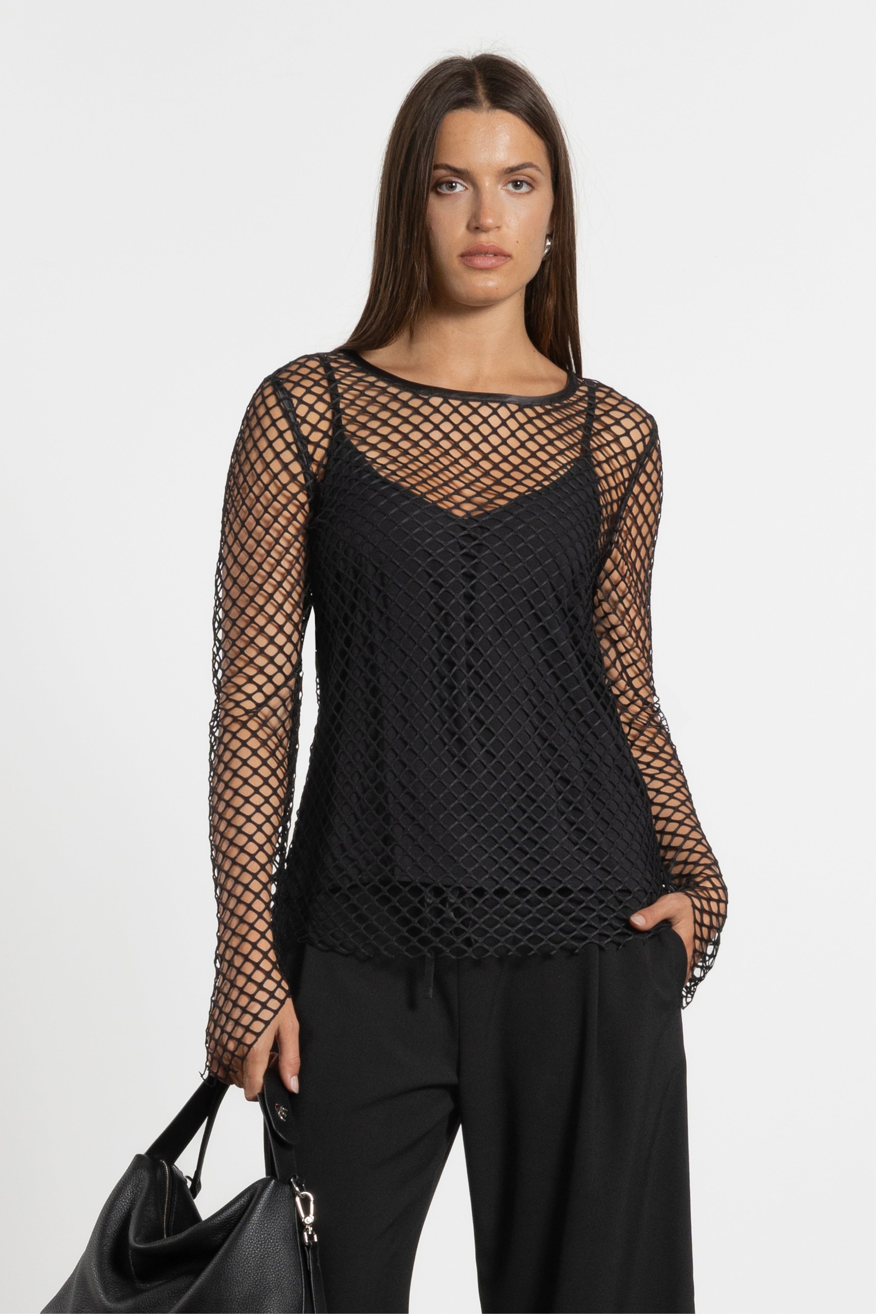◇ILLIGO◇ Mesh Sheer Layered Tee Black Mesh Sheer Layered Tee Black - ILLIGO