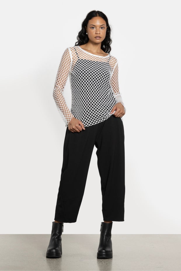 Leroy Long Sleeve Mesh Layer Tee in White