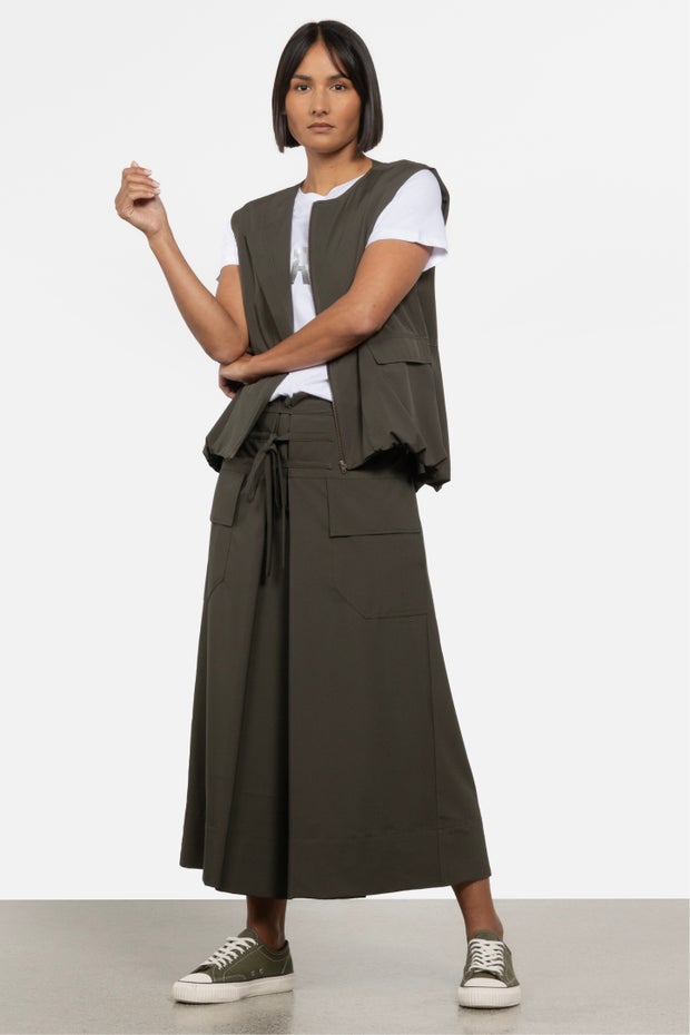 Lexi Wide Leg Cropped Pant in Green