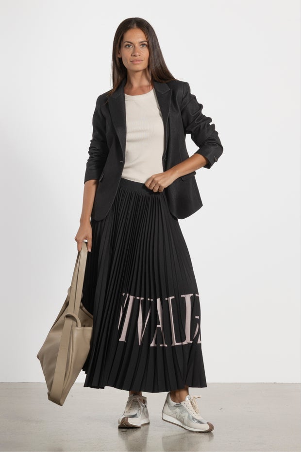 Liberte Print Pleated Skirt in Black