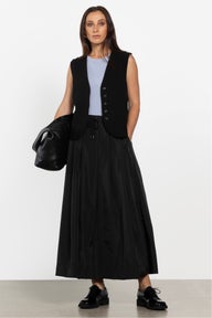 Lisbon A-line Long Skirt in Black