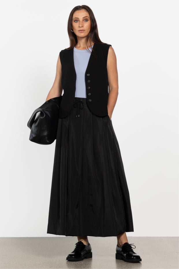 Lisbon A-line Long Skirt in Black