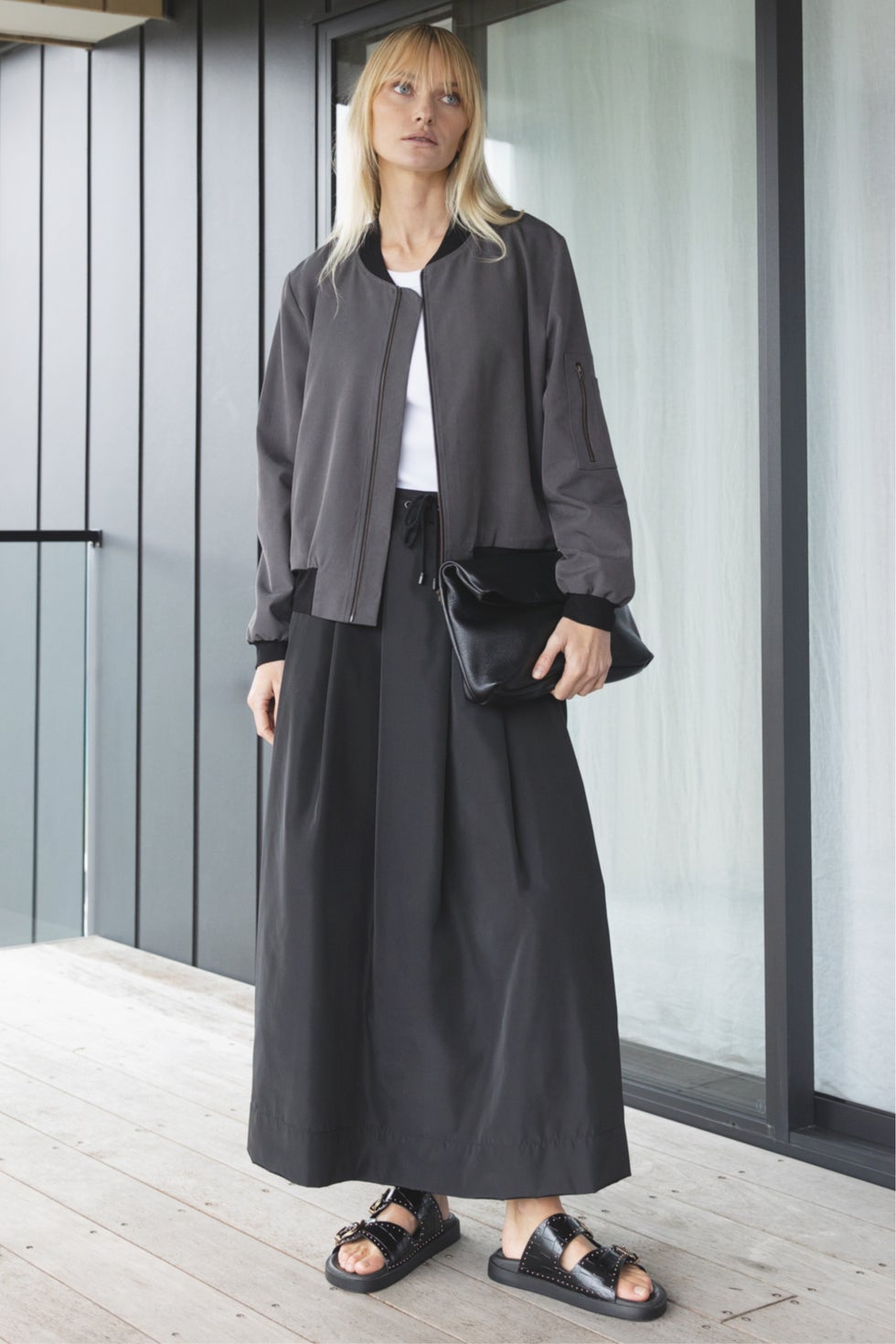 Lisbon A-line Long Skirt in Black