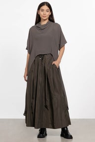 Lisbon A-line Long Skirt in Green