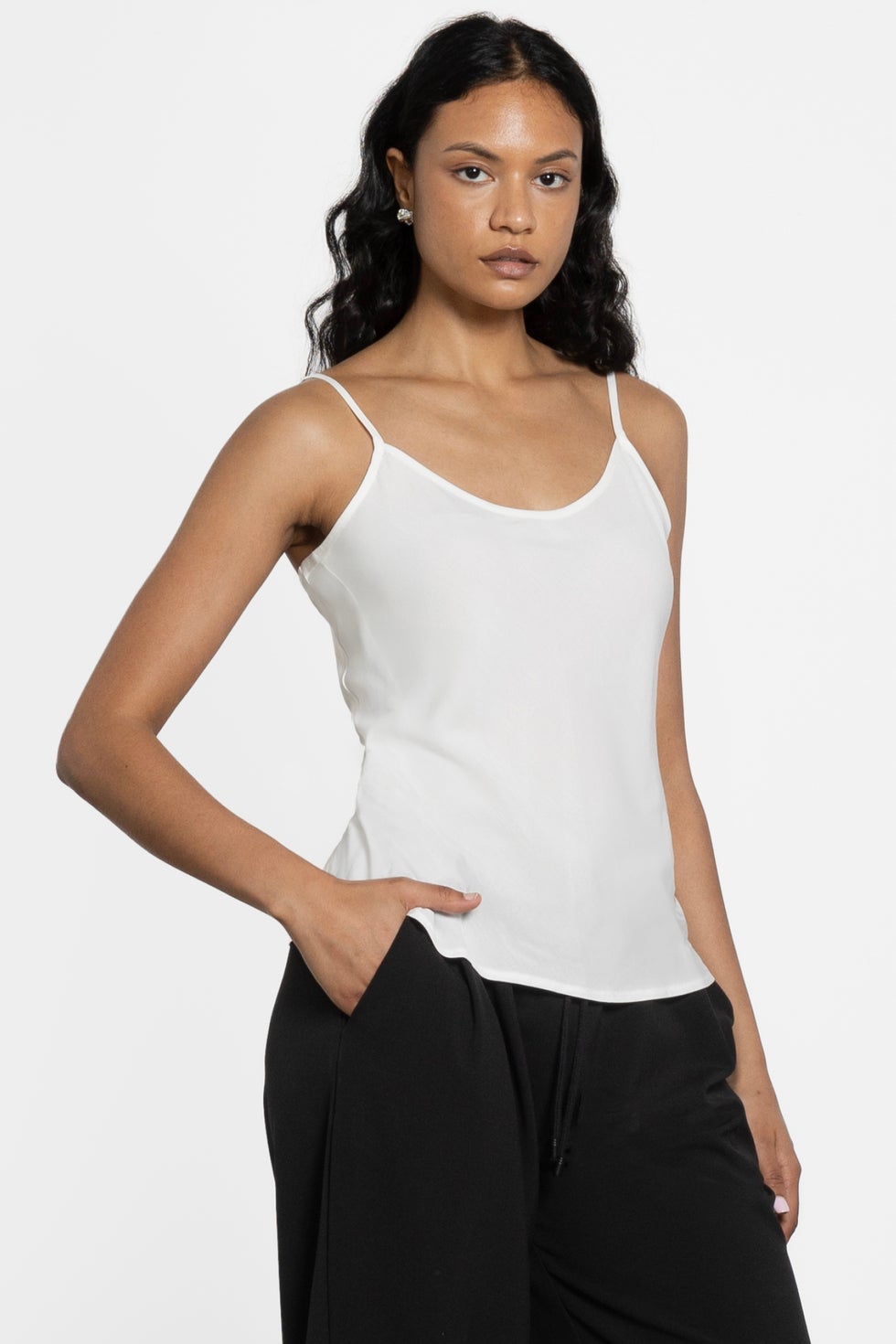 Liza Thin Strap Cami in White