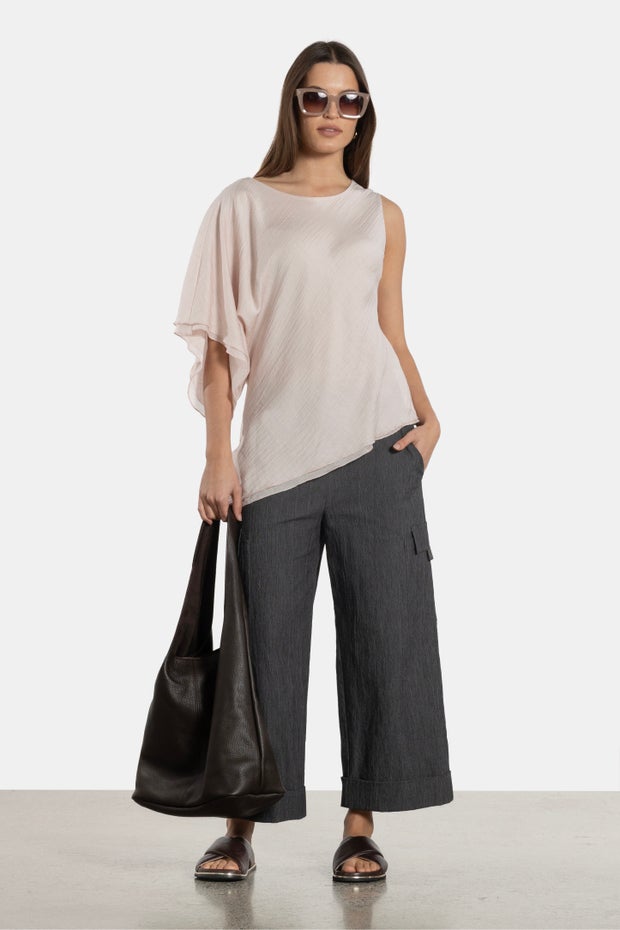 Logan Wide Leg Cropped Pant in Black