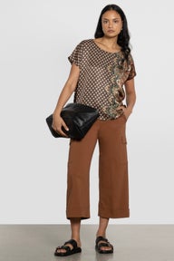 Logan Wide Leg Cropped Pant in Brown